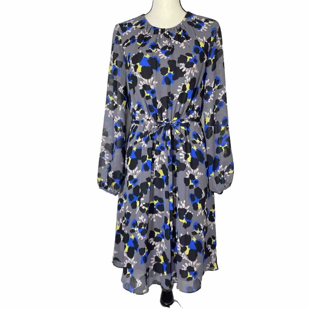Boden Dorothy Dress Pewter Wild Floret Womens 4 Zip Up W0662